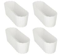 Jardinière - Rectangulaire 38 4 x 13 2 x 13 cm - Blanche - Pour balcon & herbes aromatiques - Lot de 4
