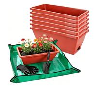 Jardinière rectangulaire - 7 pièces de grands pots de plantation de 41,9 cm - Conteneurs de fleurs rectangulaires - Rebord de fenêtre intérieur ou extérieur, jardin, balcon, terrasse, porche, cour, dé