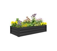 Outsunny Jardinière rectangulaire Potager de Jardin bac à Fleurs en Acier avec Bordure de sécurité et Fond Ouvert dim. 150L x 70l x 30H cm Noir