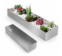 Jardinière Rectangulaire en Acier Inoxydable, Bac à Fleurs Métallique 201, de Fenêtre pour Succulentes, Herbes Aromatiques(60x10x7cm/24x4x3")