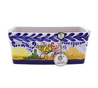 Jardinière rectangulaire en céramique pour balcon et extérieur Modèle J03 100 % décorée à la main 30 x 13 x 13 cm