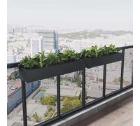 Jardinière rectangulaire en métal durable avec crochets - 78 x 20 x 12 cm - Pot de fleurs rectangulaire pour balcon, porche et jardin - Jardinières marron pour clôture, parfait pour fleurs et herbes