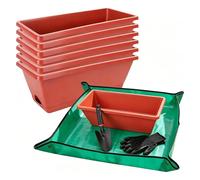 Jardinière rectangulaire - Grands pots de plantation de 16,5 pouces, jardinière en plastique durable, conteneur de balcon polyvalent | Ensemble de jardinières rectangulaires de sept pièces, pour intér
