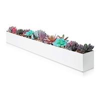 Jardinière rectangulaire moderne en métal de 81,3 cm, idéale comme longue jardinière succulente | Jardinière rectangulaire pour table ou rebord de fenêtre d'intérieur | Jardinière pour intérieur |