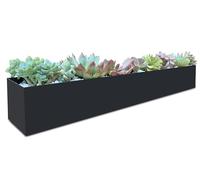 Jardinière rectangulaire moderne en métal pour rebord de fenêtre de 81,3 cm - Jardinière décorative pour intérieur/extérieur - Jardinière pour plantes grimpantes - Pour rebord de fenêtre - Noir