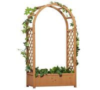 Outsunny Jardinière sur pied avec treillis et arche – Bois sapin pré-huilé 83×36×152 cm