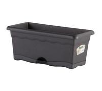 Jardinière Rectangulaire - Plastiken - 40 X 20 Cm - Anthracite - Avec Plateau Multicolore