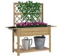 Jardinière Rectangulaire Sur Pied Avec Treillis - Tablettes, Étagère - Bois Sapin Autoclave
