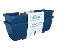 Bac a fleurs RIVIERA EVA - Lot 2 jardinieres - Plastique - 57 cm - Bleu