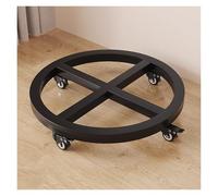 Jardinière ronde robuste avec roulettes - Chariot de fleurs rond robuste pour intérieur/extérieur, chariot en fer sur roulettes de 35 cm, soucoupe noire pour plantes en pot