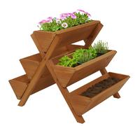 Jardinière Sur Pied, 5 Bacs 56x56x70 Outdoor Bois Mvg Naturel Marron