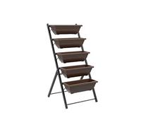 Outsunny Jardinière surélevée verticale – 5 bacs, drainage à bouchons, cadre acier, marron