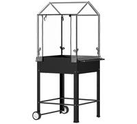 Jardinière Sur Pied Avec Serre - Carré Potager Sur Pied - 2 Roues - 67 X 69 X 147 Cm - Métal Pvc Noir