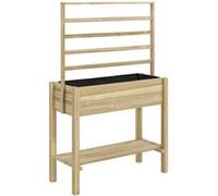 Outsunny Jardinière sur Pieds, carré Potager de Jardin sur Pieds, avec Treillis, Trous de Drainage et étagère inférieure, Potager surélevé en Bois pour Fleurs, 88 x 37 x 137 cm, Bois Naturel