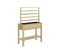 Outsunny Jardinière sur Pieds, carré Potager de Jardin sur Pieds, avec Treillis, Trous de Drainage et étagère inférieure, Potager surélevé en Bois pour Fleurs, 88 x 37 x 137 cm, Bois Naturel