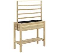 Jardinière Sur Pied Avec Treillis Haut Dim. 88 X 37 X 137 Cm - Étagère, Feutre Et Drainage - Bois Pré-Huilé