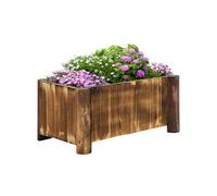 Outsunny Jardinière sur Pied bac à Fleurs dim. 70L x 35l x 30H cm piètement Demi rondin Corps Aspect Lattes Bois Sapin traité carbonisation