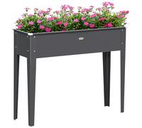 Outsunny Jardinière sur Pieds carré Potager 100 x 30 x 80 cm avec Trou de Drainage - Acier galvanisé Gris