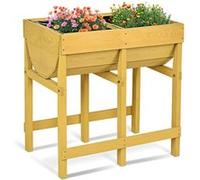 jardinière sur pied en bois potager de surélevée, giantex, 70x44,5x72cm, avec 2 balcons et bacs à fleurs de terrasse G