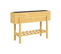Outsunny Jardinière sur pieds potager surélevé 100 x 30 x 70,5 cm 2 trous feutre bois naturel