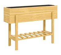 Outsunny Jardinière sur Pieds, carré Potager de Jardin sur Pieds avec 2 Trous de Drainage, Potager surélevé en Bois pour Fleurs, Herbes, légumes, 100 x 30 x 70,5 cm, Bois Naturel