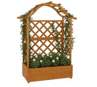 Jardinière Sur Pied Hwc-P66, Bac À Plantes/À Fleurs, Pot De Fleurs, Treillis, Support Pour Plantes Grimpantes, Espalier En Bois Mvg 138x110x44cm Naturel Marron
