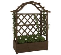 Jardinière Sur Pied Hwc-P66, Bac À Plantes/À Fleurs, Pot De Fleurs, Treillis, Tuteur, Espalier En Bois Mvg 138x110x44cm Marron Marron