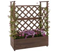 Jardinière Sur Pied Hwc-P67, Bac À Plantes/À Fleurs, Pot De Fleurs, Treillis, Tuteur, Espalier En Bois Mvg 114x85x44cm Marron Marron