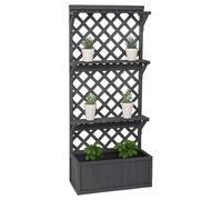 Jardinière Sur Pied Hwc-P69, Bac À Plantes/À Fleurs, Pot De Fleurs, Treillis, Espalier, Surface De Rangement, Bois Mvg 177x77x33cm Gris Anthracite Gris