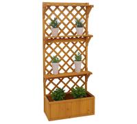 Jardinière Sur Pied Hwc-P69, Bac À Plantes/À Fleurs, Pot De Fleurs, Treillis, Espalier, Surface De Rangement, Bois Mvg 177x77x33cm Naturel Gris