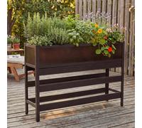 Jardinière Sur Pied Hwc-P96, Bac À Légumes/À Plantes, Jardinière, Pot De Fleurs En Aluminium Transparent 82 X 120 X 30 Cm Marron Foncé