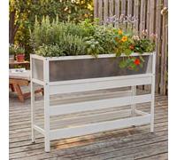 Jardinière Sur Pied Hwc-P96, Bac À Légumes/Plantes, Jardinière, Pot De Fleurs En Aluminium Transparent 82 X 120 X 30 Cm Blanc