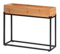 Lit Surélevé Hwc-L32, Bac À Plantes Bac À Fleurs Bac À Légumes, Bois-Acier 62x80x16cm Châssis Noir, Naturel Marron