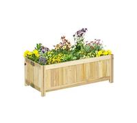 Outsunny Jardinière sur Pied Pliable bac à Fleurs dim. 70L x 30l x 25H cm Corps Aspect Lattes Bois Sapin pré-huilé