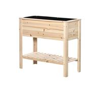 Outsunny Jardinière sur Pieds Potager avec étagère à Lattes 90 x 40 x 81 cm Inserts d'irrigation, géotextile Inclus en Bois Massif