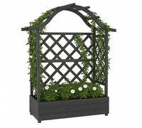 Jardinière Sur Pied Surélevée Hwc-P66, Bac À Plantes/À Fleurs, Pot De Fleurs, Treillis, Tuteur, Espalier En Bois Mvg 138x110x44cm Gris Anthracite Gris