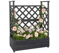 Jardinière Sur Pied Surélevée Hwc-P67, Bac À Plantes/À Fleurs, Pot De Fleurs, Treillis, Tuteur, Espalier En Bois Mvg 114x85x44cm Gris Anthracite Gris
