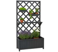 Jardinière Sur Pied Surélevée Hwc-P68, Bac À Plantes/À Fleurs Treillis Support De Tuteurage Tablette Bacs Suspendus Bois Mvg 135x70x30cm Gris Anthracite Gris