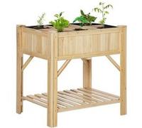Jardinière sur pieds carré potager avec étagère sapin