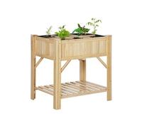 Jardinière sur pieds carré potager avec étagère dim. 78L x 58l x 81H cm 6 compartiments feutre drainage inclus bois sapin pré-huilé