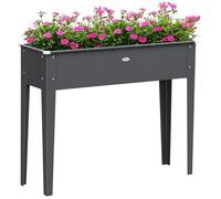 Outsunny Jardinière sur pieds carrée 100 x 30 x 80 cm – Acier galvanisé, trou de drainage – Gris