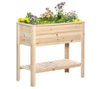 Jardinière sur pieds - Outsunny - avec étagère à lattes - 90 x 40 x 81 cm - inserts d'irrigation - géotextile inclus - bois naturel
