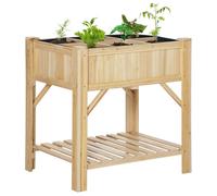 Jardinière sur pieds Outsunny Bois de sapin 78.5x58x81cm Beige