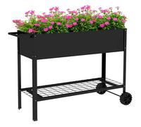 Outsunny Jardinière sur pieds Potager 109×39×80 cm étagère 2 roues Insert d'irrigation Noir