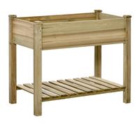 Outsunny Jardinière sur pieds carré potager surélevé étagère de rangement extérieur de jardin bois massif 91 x 51 x 76 cm-AOSOM.fr