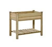 Outsunny Jardinière sur pieds carré potager surélevé étagère de rangement extérieur de jardin bois massif 91 x 51 x 76 cm-AOSOM.fr