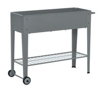 Outsunny Jardinière sur Pieds Potager dim. 109L x 39l x 80H cm étagère 2 Roues + Insert d'irrigation métal Gris