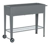 Jardinière Sur Pieds Potager Dim. 104l X 39l X 80h Cm Étagère 2 Roues + Insert D'irrigation Métal Gris