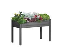 Outsunny Jardinière sur Pieds Potager dim. 122L x 56l x 76H cm Inserts d'irrigation + Feutre de Drainage Inclus Bois Massif Sapin, Gris