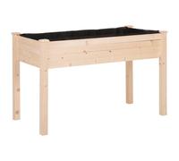 Jardinière sur pieds potager dim. 122L x 56l x 76H cm inserts d'irrigation + feutre de drainage inclus bois massif sapin Beige G